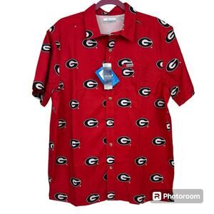 University of Georgia Slack Tide Short Sleeve Camp Shirt NEW Medium Columbia PFG